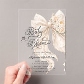 Baby in Bloom Bow Girl Baby Shower Acryl Uitnodigingen (Insitu (Draagbaar))