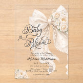 Baby in Bloom Bow Girl Baby Shower Acryl Uitnodigingen (Voorkant)