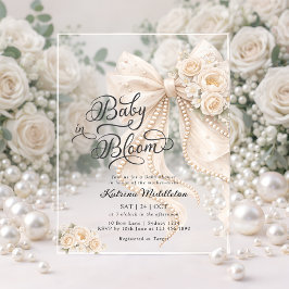 Baby in Bloom Bow Girl Baby Shower Acryl Uitnodigingen