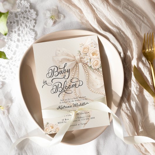 Baby in Bloom Bow Girl Baby Shower Kaart