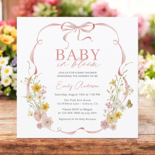 Baby in Bloom Bow Girl Wildflower Vlinderdouche Kaart