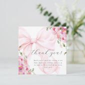 Baby In Bloom Bow Pink Bedankkaart (Staand voorkant)