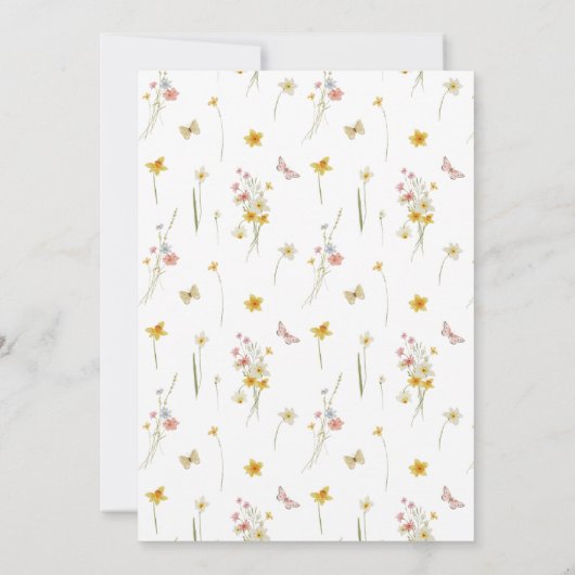 Baby in Bloom Bow Roze Bloemen Wildflower Douche Kaart (Achterkant)