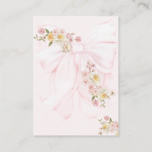 Baby in Bloom Bow Spring Garden Girl Baby shower Informatiekaartje (Achterkant)