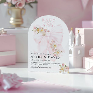 Baby in Bloom Bow Spring Garden Girl Baby shower Kaart
