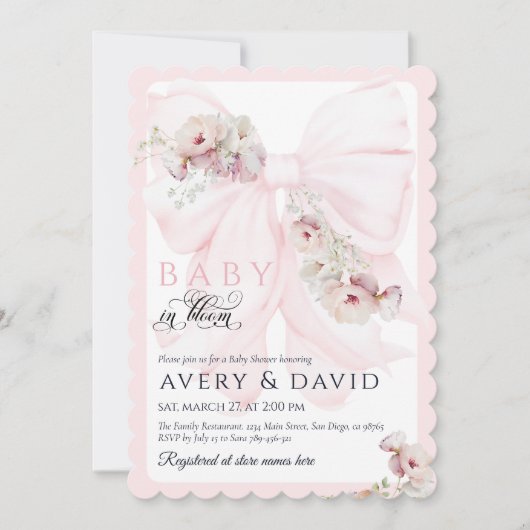 Baby in Bloom Bow Spring Garden Girl Baby shower Kaart (Voorkant)