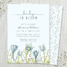 Baby in Bloom boy baby shower Invitation