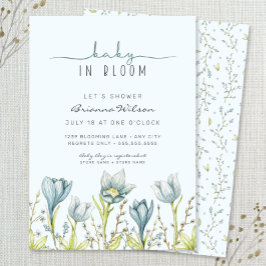 Baby in Bloom boy baby shower Invitation Kaart