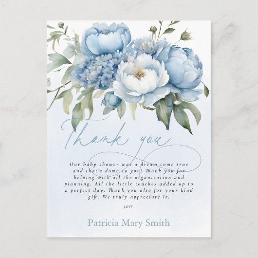 Baby in Bloom Boy Baby Shower Thank You  Briefkaart (Voorkant)