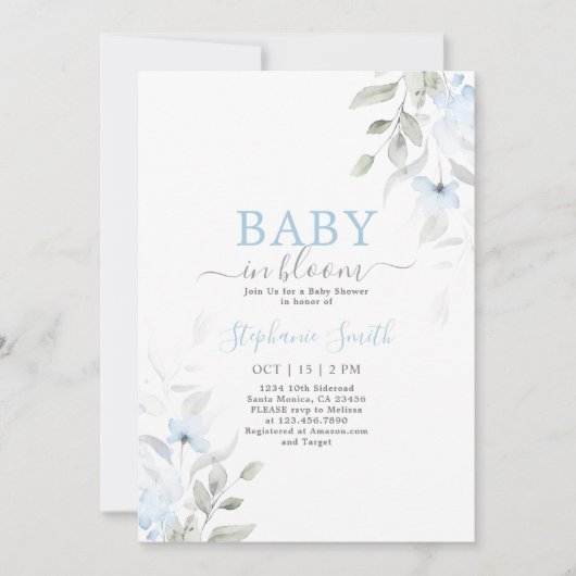 Baby in Bloom Boy Baby shower Uitnodiging (Voorkant)