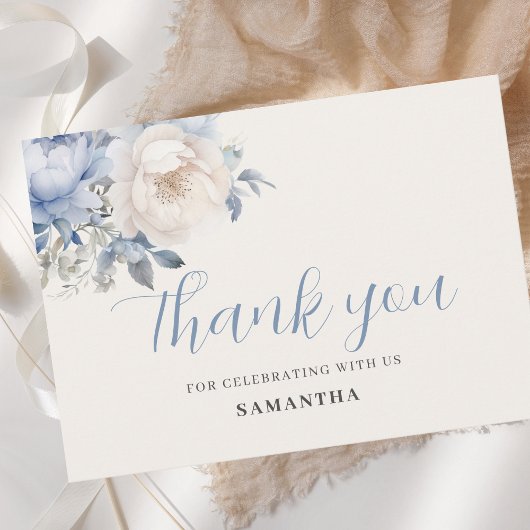 Baby in Bloom Boy Blue Bloemendouche Bedankkaart