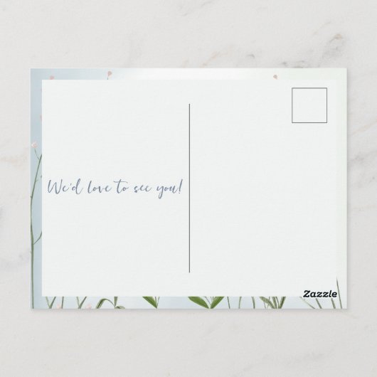 Baby in Bloom Boy Blue Bloemendouche Briefkaart (Achterkant)