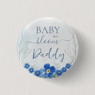 Baby in Bloom Boy Blue Bloemendouche Papa Ronde Button 3,2 Cm