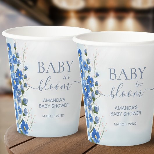 Baby in Bloom Boy Blue Bloemendouche Papieren Bekers