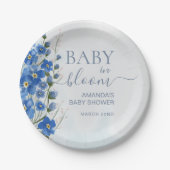 Baby in Bloom Boy Blue Bloemendouche Papieren Bordje (Voorkant)