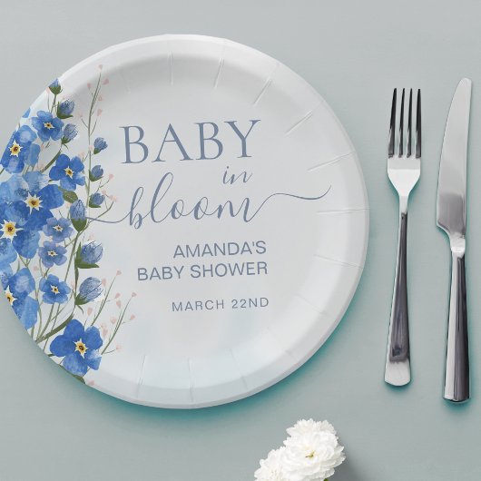 Baby in Bloom Boy Blue Bloemendouche Papieren Bordje