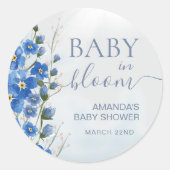 Baby in Bloom Boy Blue Bloemendouche Ronde Sticker (Voorkant)