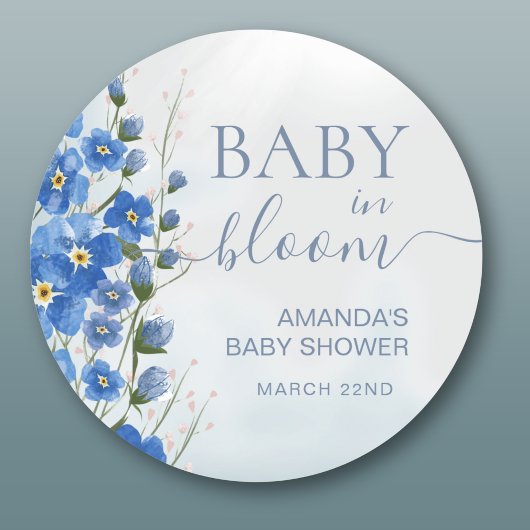 Baby in Bloom Boy Blue Bloemendouche Ronde Sticker