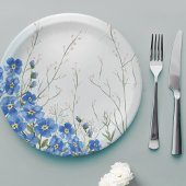 Baby in Bloom Boy Blue Floral Spring Shower Papieren Bordje