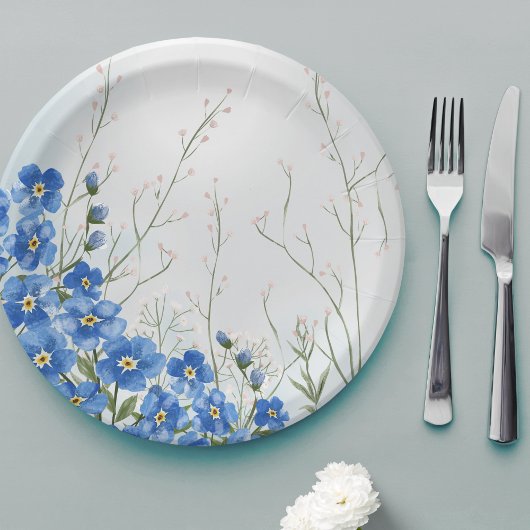 Baby in Bloom Boy Blue Floral Spring Shower Papieren Bordje