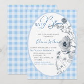 Baby in Bloom Boy Gingham Floral Baby shower Blauw Kaart (Voorkant / Achterkant)
