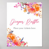 Baby in Bloom Bright Bloemen Luier Raffle Poster (Voorkant)