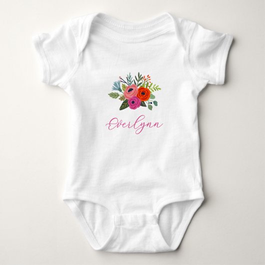 Baby in Bloom Bright Floral Baby Naam Romper (Voorkant)