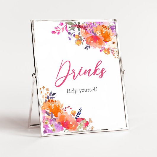 Baby in Bloom Bright Floral Baby shower Drinken Poster
