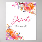 Baby in Bloom Bright Floral Baby shower Drinken Poster (Voorkant)
