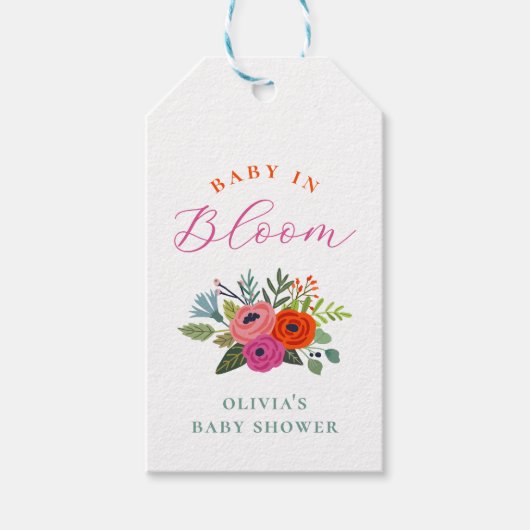 Baby in Bloom Bright Floral Baby shower Favoriet Cadeaulabel (Voorkant)