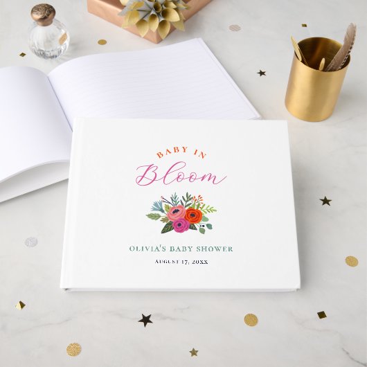 Baby in Bloom Bright Floral Baby shower Gastenboek (Voorkant open)