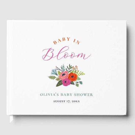 Baby in Bloom Bright Floral Baby shower Gastenboek (Voorkant)