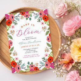 Baby in Bloom Bright Floral Baby shower Invitation Kaart