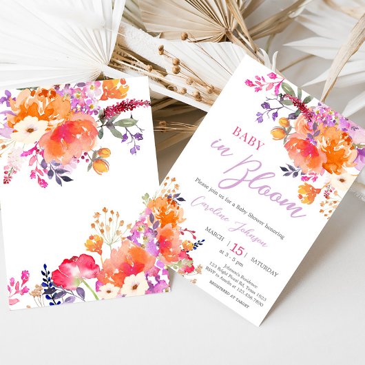 Baby in Bloom Bright Floral Baby shower Kaart