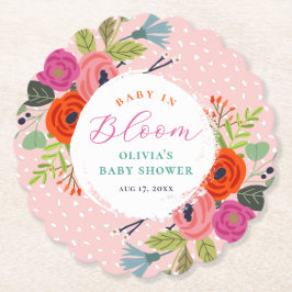 Baby in Bloom Bright Floral Baby shower Kartonnen Onderzetters