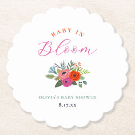 Baby in Bloom Bright Floral Baby shower Kartonnen Onderzetters