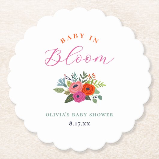 Baby in Bloom Bright Floral Baby shower Kartonnen Onderzetters (Voorkant)
