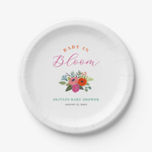 Baby in Bloom Bright Floral Baby shower Papieren Bordje