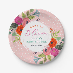 Baby in Bloom Bright Floral Baby shower Papieren Bordje