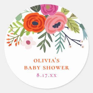 Baby in Bloom Bright Floral Baby shower Ronde Sticker