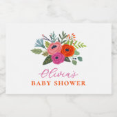 Baby in Bloom Bright Floral Baby shower Sparkling Wijnetiket (Enkel label)