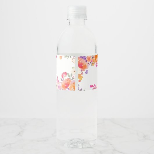 Baby in Bloom Bright Floral Baby shower Waterfles Etiket (Achterkant)