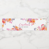 Baby in Bloom Bright Floral Baby shower Waterfles Etiket (Enkel label)