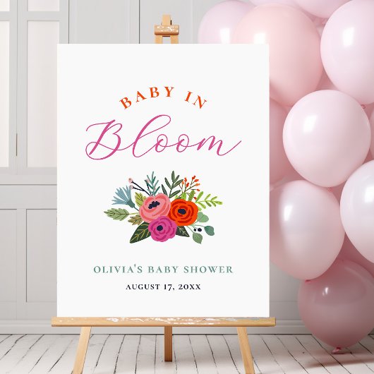 Baby in Bloom Bright Floral Baby shower Welkom Poster