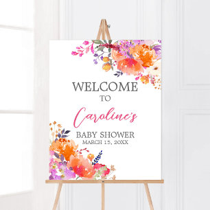 Baby in Bloom Bright Floral Baby shower Welkom Poster