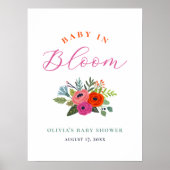 Baby in Bloom Bright Floral Baby shower Welkom Poster (Voorkant)