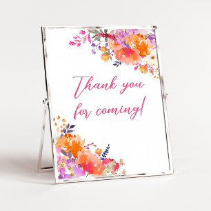 Baby in Bloom Bright Floral Bedankt voor uw komst Poster