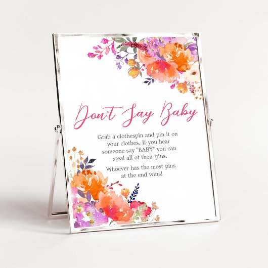 Baby in Bloom Bright Floral Zeg geen Baby Poster
