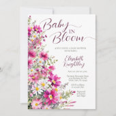 Baby in Bloom Bright Pink Floral Girl Baby shower Kaart (Voorkant)