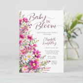Baby in Bloom Bright Pink Floral Girl Baby shower Kaart (Staand voorkant)